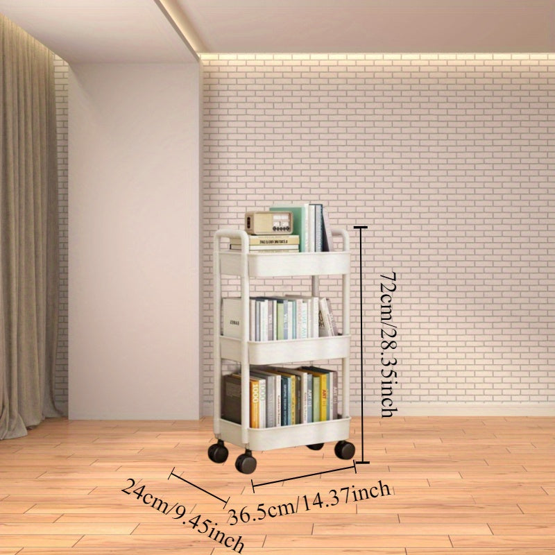 White Plastic Multi-Layer Storage Cart for Kitchen Bathroom Bedroom Organization
