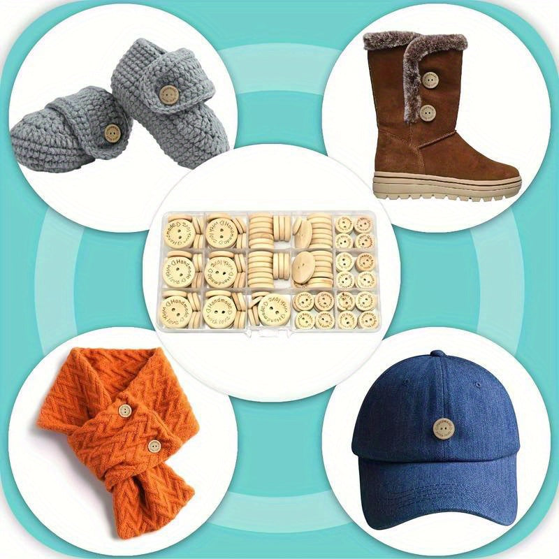 Wooden Craft Round Buttons Set for Sewing and DIY Decorations 100 200 300 Pieces