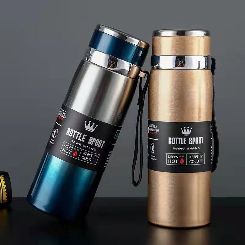 Stainless Steel 1000ml Vacuum Insulated Water Bottle with Strap BPA-Free Keeps Hot Cold Sports Outdoor