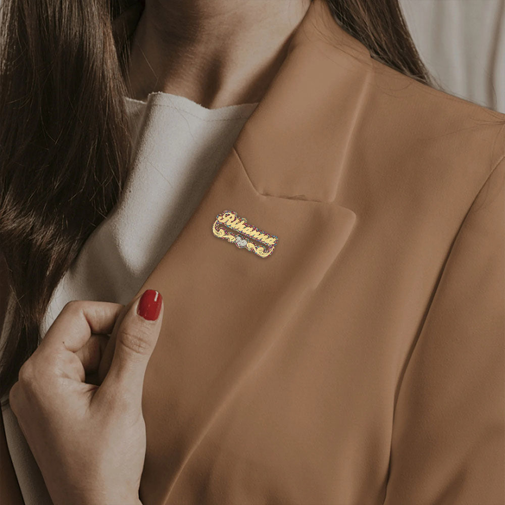 Ayollar uchun akril nom yozuvi brosh, shaxsiylashtiriladigan sovg'a, kofta tishli pin, zargarlik buyumlari