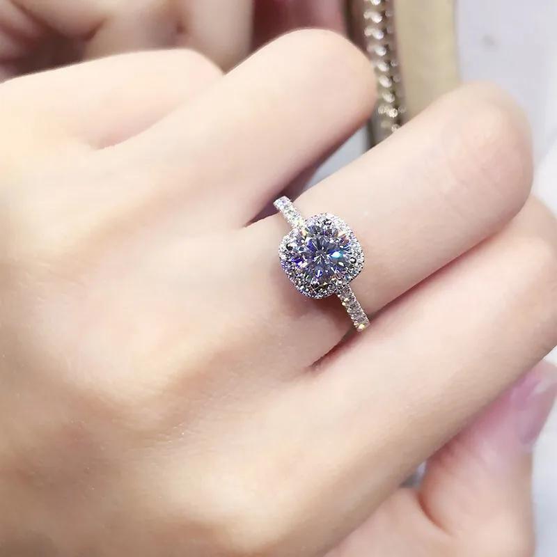 Винтажное серебряное кольцо с позолотой 18K и Moissanite 0,5-2CT, солитер, ювелирные украшения