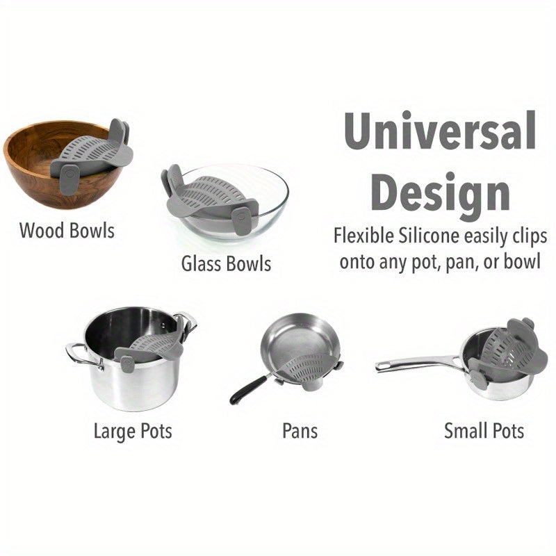 Silikon mikserli elakcha uchun sabzavotlar va makaronlar, idishlar va kastrullar uchun oziq-ovqat oqizi uchun asbob