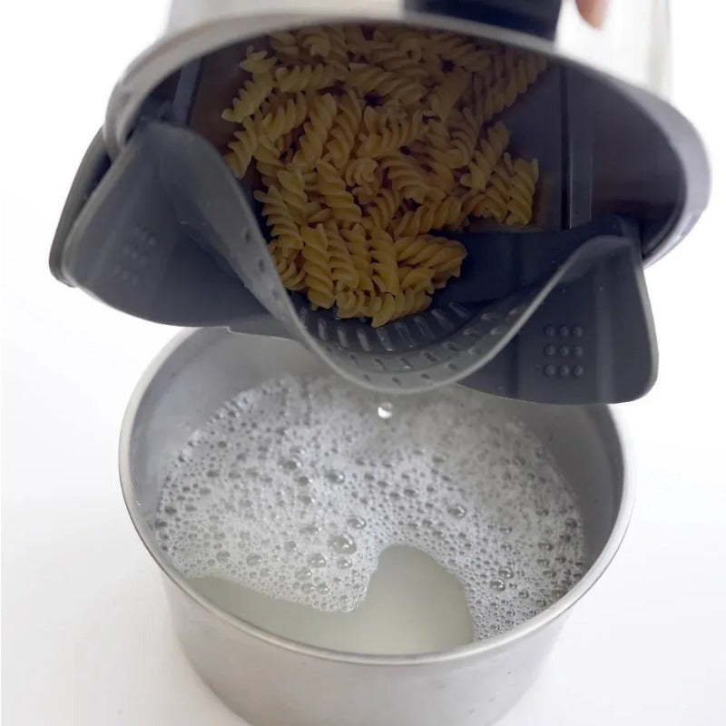 Silikon mikserli elakcha uchun sabzavotlar va makaronlar, idishlar va kastrullar uchun oziq-ovqat oqizi uchun asbob