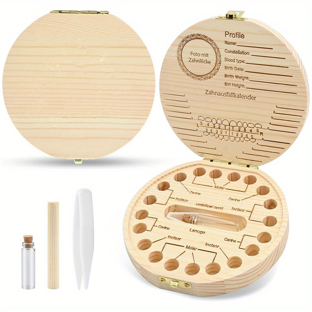 Wooden Keepsake Box with Garland Letter Print Cork Lined for Lost Tooth Storage