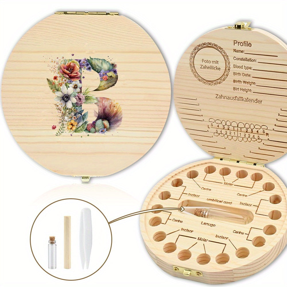 Chiroyli gullar bilan yozilgan harfli saqlash qutisi tishlarni xavfsiz saqlash uchun ideal - Xonani bezatish yoki Halloween sovg'asi uchun mukammal