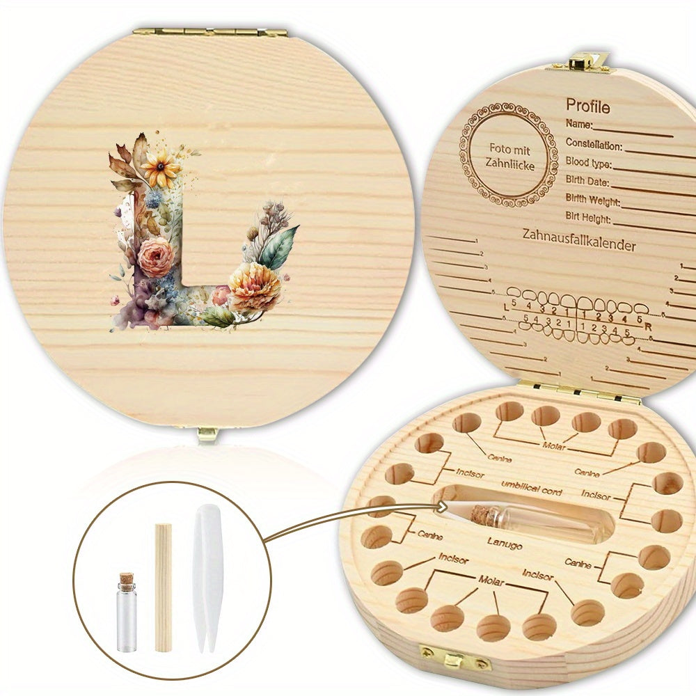 Chiroyli gullar bilan yozilgan harfli saqlash qutisi tishlarni xavfsiz saqlash uchun ideal - Xonani bezatish yoki Halloween sovg'asi uchun mukammal