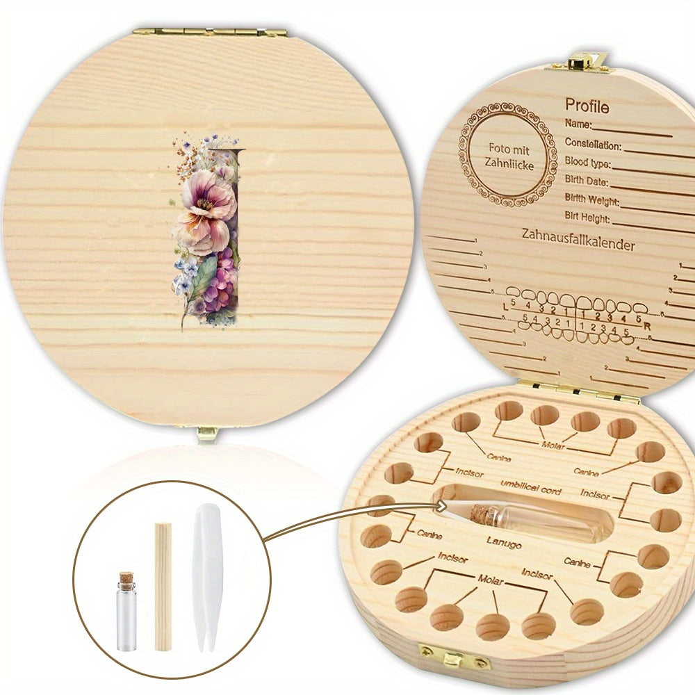 Chiroyli gullar bilan yozilgan harfli saqlash qutisi tishlarni xavfsiz saqlash uchun ideal - Xonani bezatish yoki Halloween sovg'asi uchun mukammal