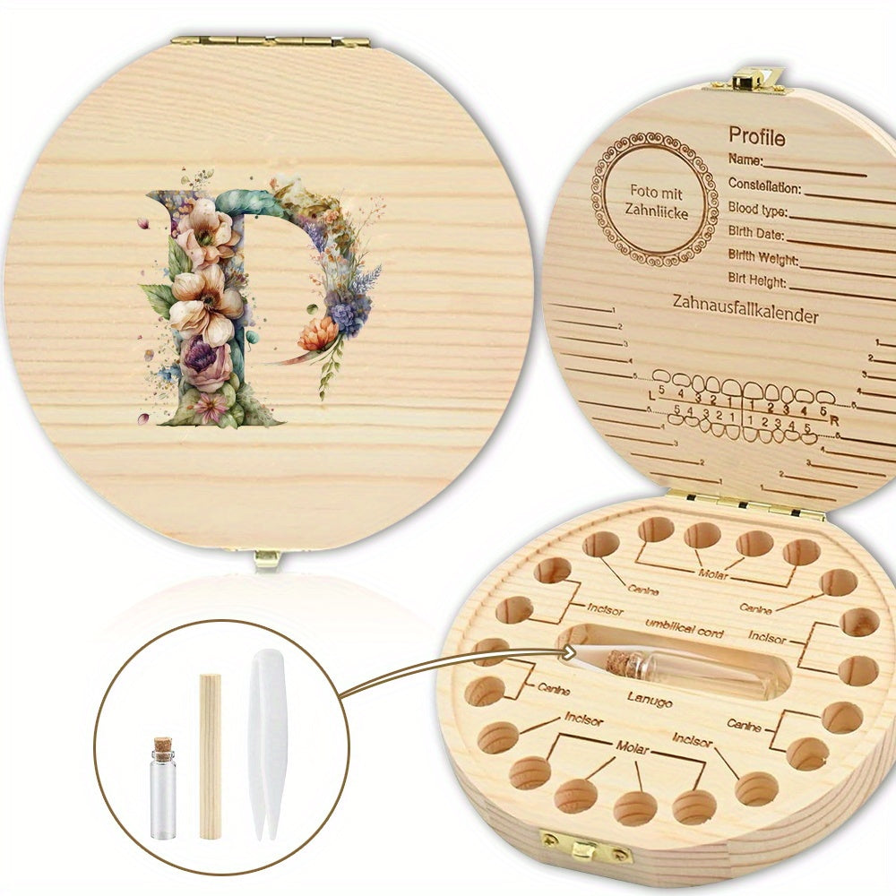 Chiroyli gullar bilan yozilgan harfli saqlash qutisi tishlarni xavfsiz saqlash uchun ideal - Xonani bezatish yoki Halloween sovg'asi uchun mukammal