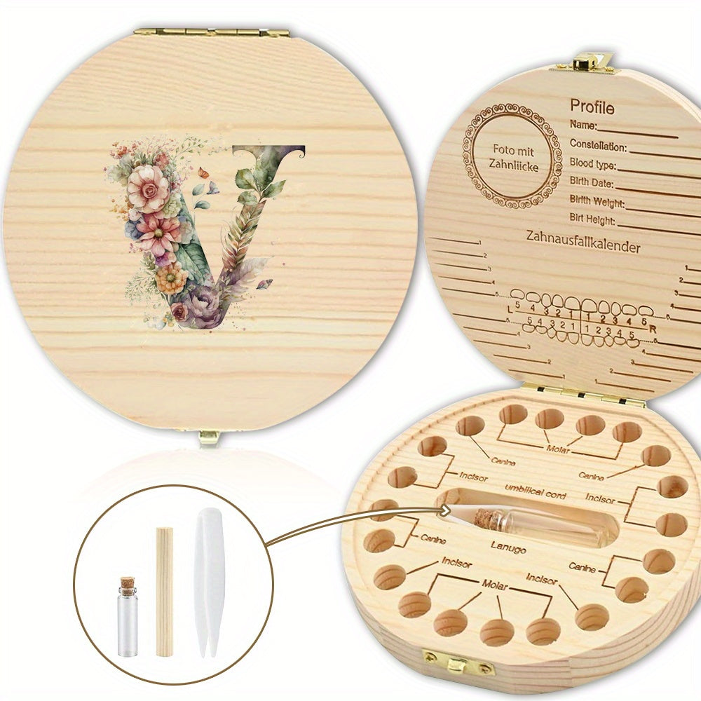 Chiroyli gullar bilan yozilgan harfli saqlash qutisi tishlarni xavfsiz saqlash uchun ideal - Xonani bezatish yoki Halloween sovg'asi uchun mukammal