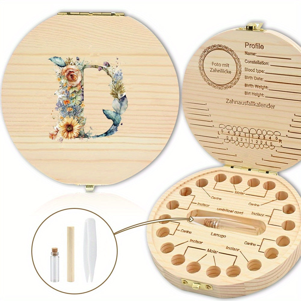 Chiroyli gullar bilan yozilgan harfli saqlash qutisi tishlarni xavfsiz saqlash uchun ideal - Xonani bezatish yoki Halloween sovg'asi uchun mukammal