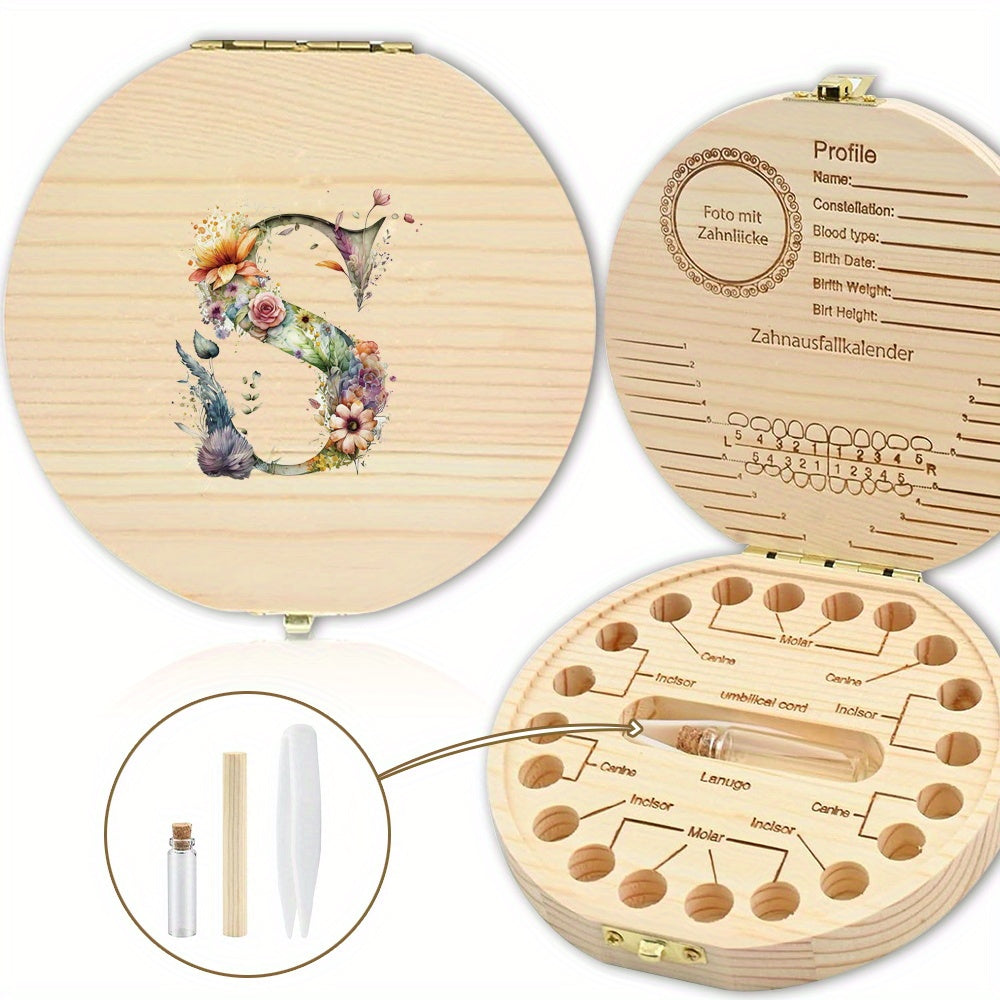 Chiroyli gullar bilan yozilgan harfli saqlash qutisi tishlarni xavfsiz saqlash uchun ideal - Xonani bezatish yoki Halloween sovg'asi uchun mukammal