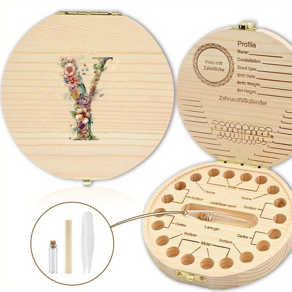 Chiroyli gullar bilan yozilgan harfli saqlash qutisi tishlarni xavfsiz saqlash uchun ideal - Xonani bezatish yoki Halloween sovg'asi uchun mukammal