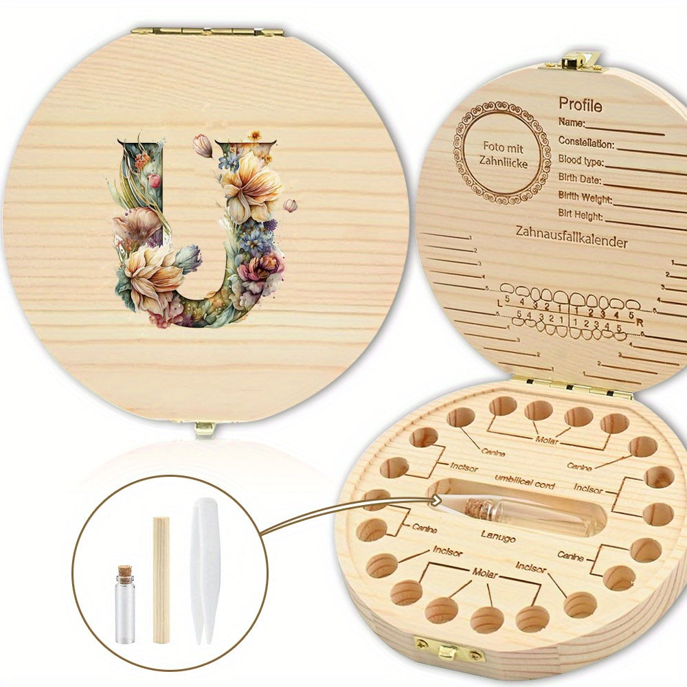 Chiroyli gullar bilan yozilgan harfli saqlash qutisi tishlarni xavfsiz saqlash uchun ideal - Xonani bezatish yoki Halloween sovg'asi uchun mukammal