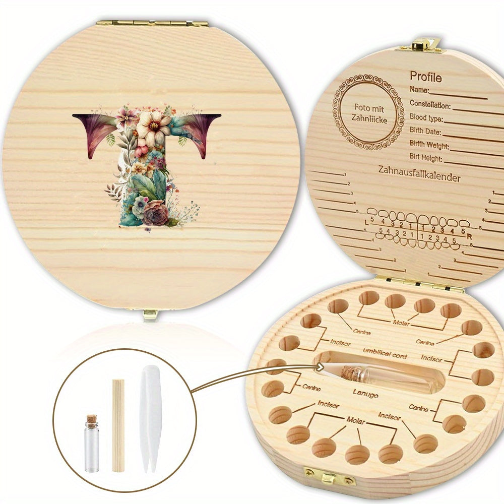 Chiroyli gullar bilan yozilgan harfli saqlash qutisi tishlarni xavfsiz saqlash uchun ideal - Xonani bezatish yoki Halloween sovg'asi uchun mukammal