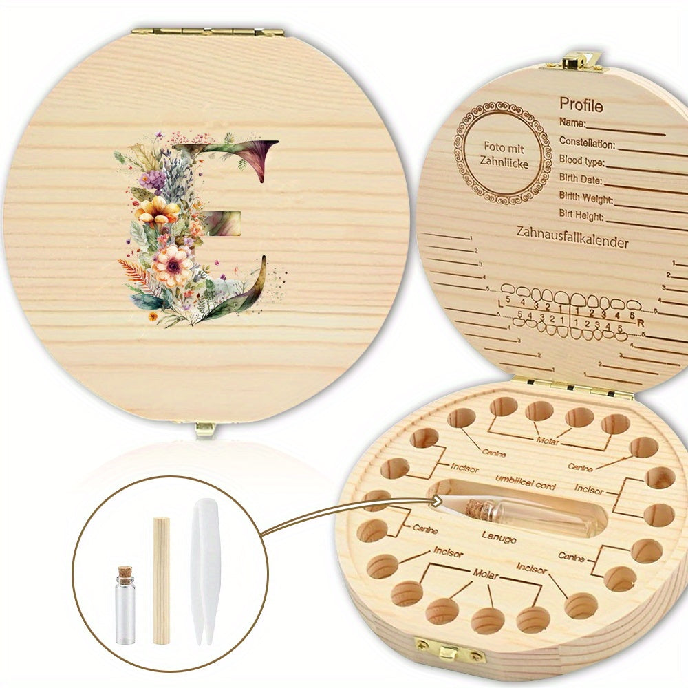 Chiroyli gullar bilan yozilgan harfli saqlash qutisi tishlarni xavfsiz saqlash uchun ideal - Xonani bezatish yoki Halloween sovg'asi uchun mukammal