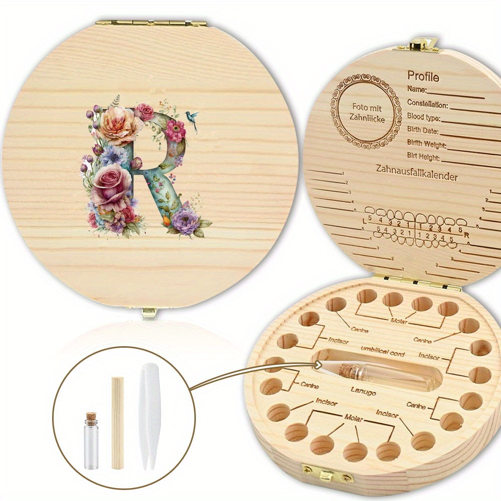 Chiroyli gullar bilan yozilgan harfli saqlash qutisi tishlarni xavfsiz saqlash uchun ideal - Xonani bezatish yoki Halloween sovg'asi uchun mukammal