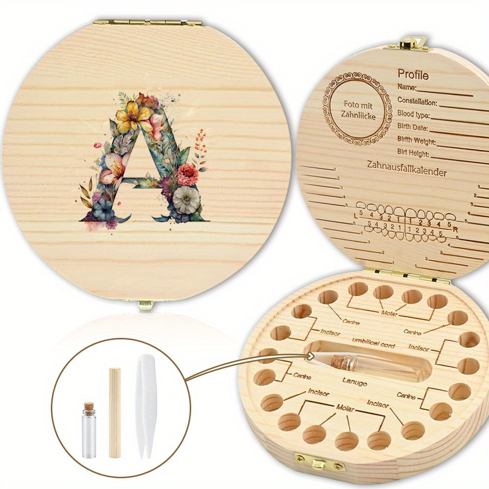 Chiroyli gullar bilan yozilgan harfli saqlash qutisi tishlarni xavfsiz saqlash uchun ideal - Xonani bezatish yoki Halloween sovg'asi uchun mukammal