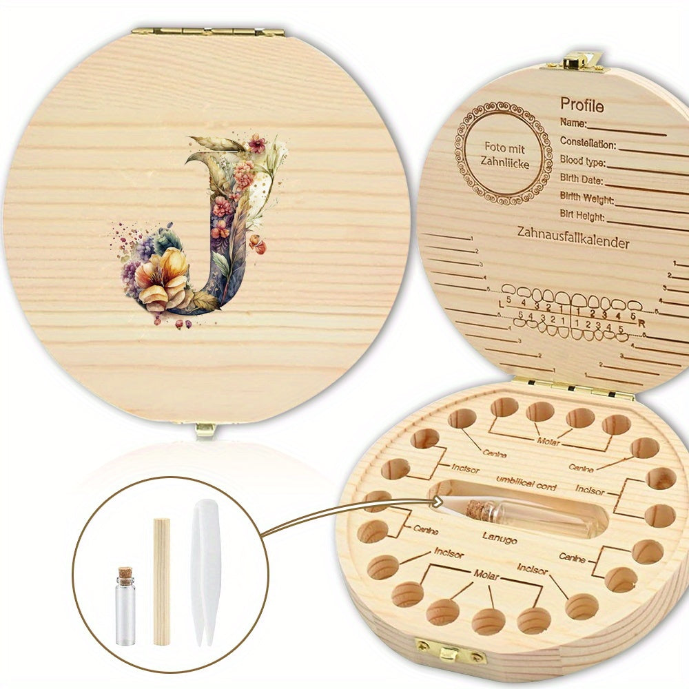 Chiroyli gullar bilan yozilgan harfli saqlash qutisi tishlarni xavfsiz saqlash uchun ideal - Xonani bezatish yoki Halloween sovg'asi uchun mukammal