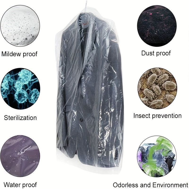 Transparent Plastic Garment Storage Bags for Clothes Suit Dress Coats Pack of 50
