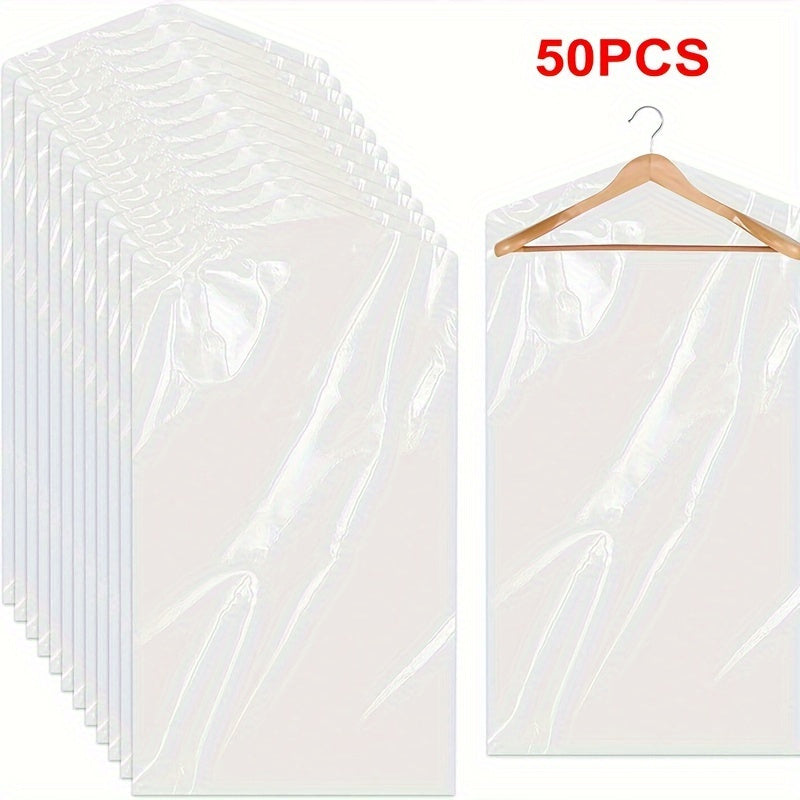 Transparent Plastic Garment Storage Bags for Clothes Suit Dress Coats Pack of 50