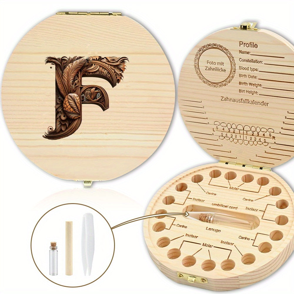 Shaxsiylashtirilgan harf o'yma bilan tishlar uchun yog'och esdalik qutisi - tishlar, umbilical simi va lanugo kabi esdaliklarni saqlash uchun mukammal. Rojdestvo, Halloween yoki Thanksgiving uchun ajoyib sovg'a.