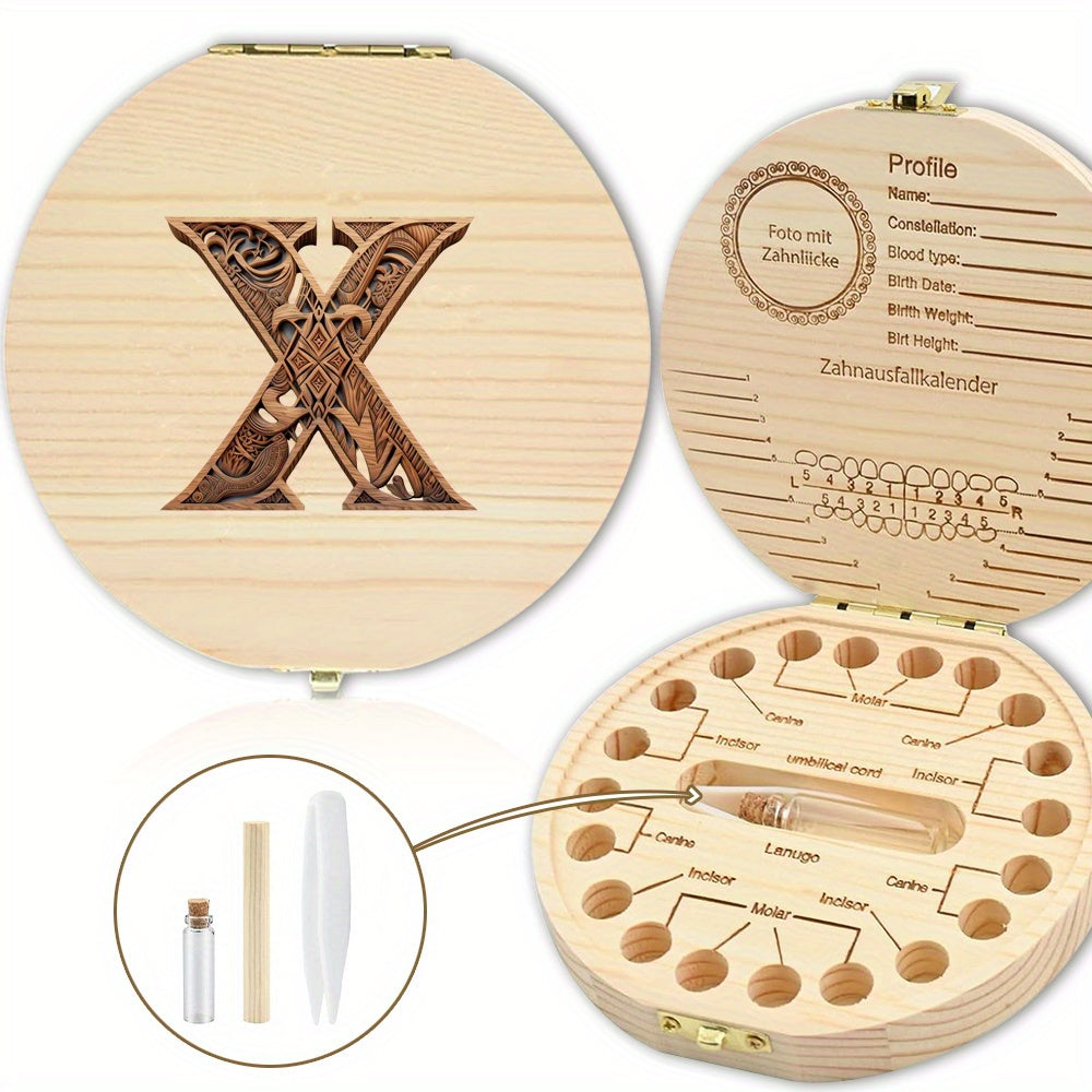 Shaxsiylashtirilgan harf o'yma bilan tishlar uchun yog'och esdalik qutisi - tishlar, umbilical simi va lanugo kabi esdaliklarni saqlash uchun mukammal. Rojdestvo, Halloween yoki Thanksgiving uchun ajoyib sovg'a.