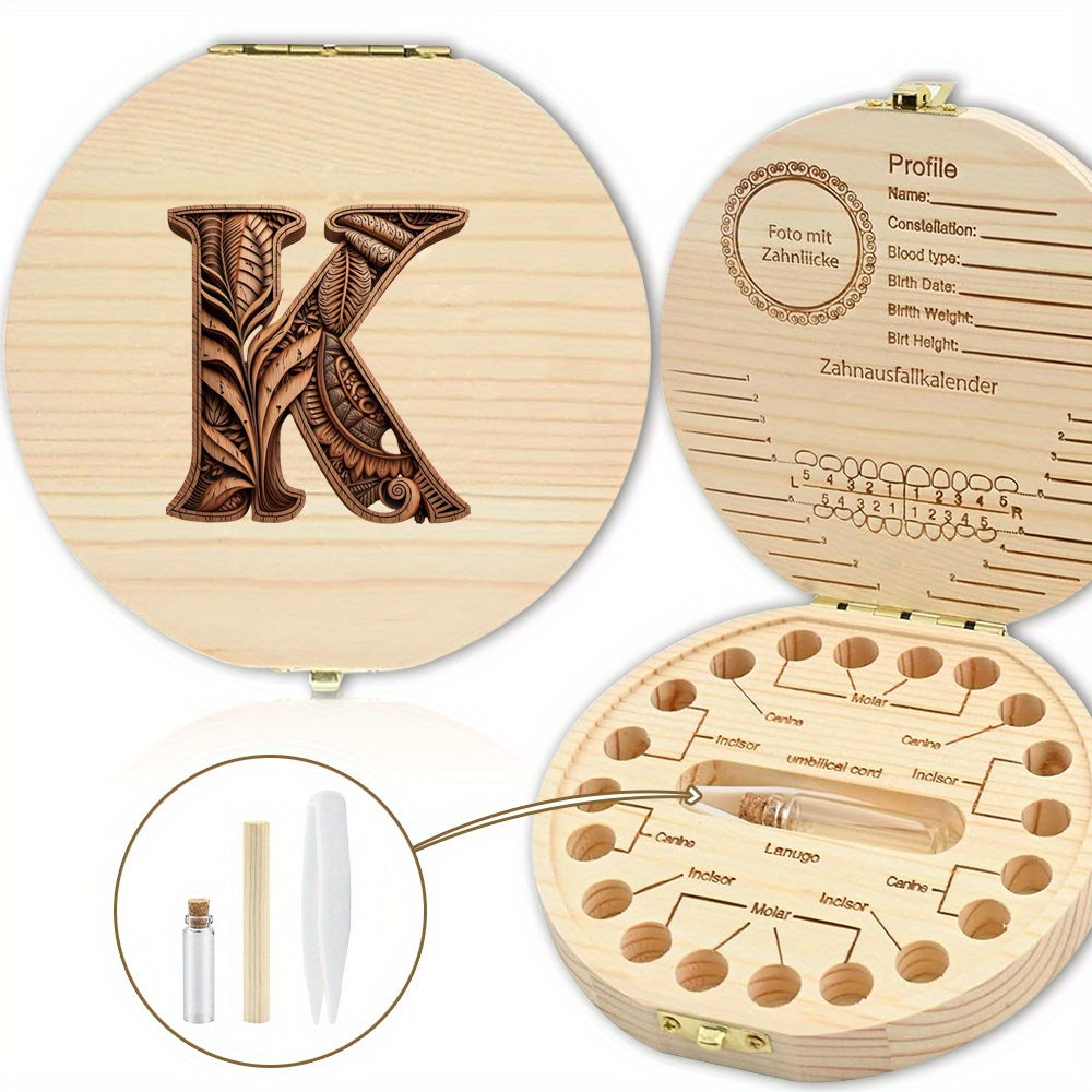 Shaxsiylashtirilgan harf o'yma bilan tishlar uchun yog'och esdalik qutisi - tishlar, umbilical simi va lanugo kabi esdaliklarni saqlash uchun mukammal. Rojdestvo, Halloween yoki Thanksgiving uchun ajoyib sovg'a.