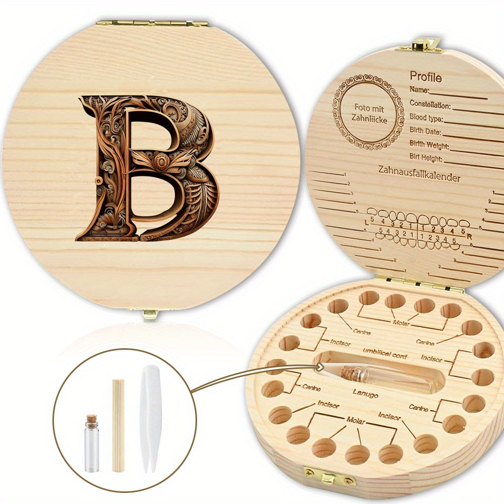 Shaxsiylashtirilgan harf o'yma bilan tishlar uchun yog'och esdalik qutisi - tishlar, umbilical simi va lanugo kabi esdaliklarni saqlash uchun mukammal. Rojdestvo, Halloween yoki Thanksgiving uchun ajoyib sovg'a.