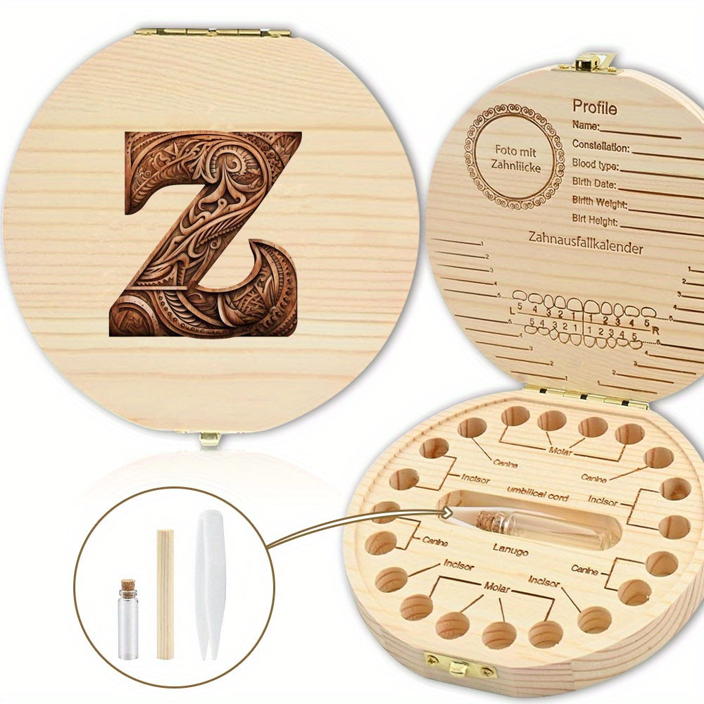 Shaxsiylashtirilgan harf o'yma bilan tishlar uchun yog'och esdalik qutisi - tishlar, umbilical simi va lanugo kabi esdaliklarni saqlash uchun mukammal. Rojdestvo, Halloween yoki Thanksgiving uchun ajoyib sovg'a.