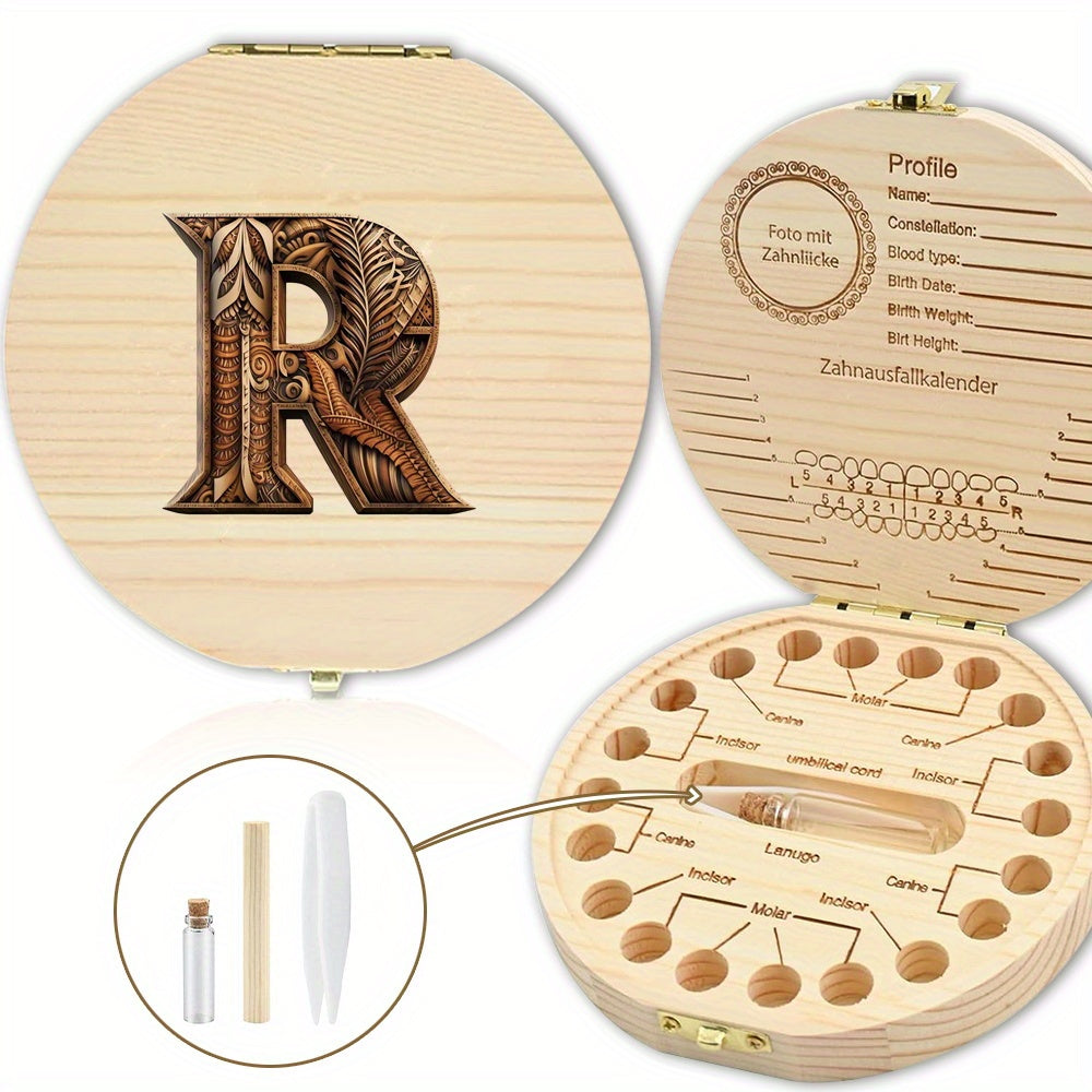 Shaxsiylashtirilgan harf o'yma bilan tishlar uchun yog'och esdalik qutisi - tishlar, umbilical simi va lanugo kabi esdaliklarni saqlash uchun mukammal. Rojdestvo, Halloween yoki Thanksgiving uchun ajoyib sovg'a.