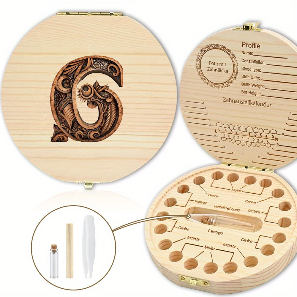 Shaxsiylashtirilgan harf o'yma bilan tishlar uchun yog'och esdalik qutisi - tishlar, umbilical simi va lanugo kabi esdaliklarni saqlash uchun mukammal. Rojdestvo, Halloween yoki Thanksgiving uchun ajoyib sovg'a.