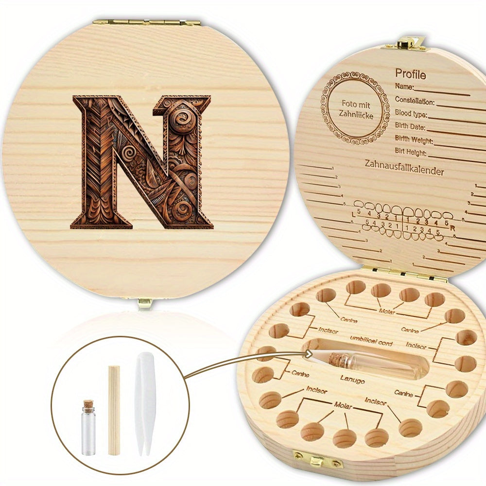 Shaxsiylashtirilgan harf o'yma bilan tishlar uchun yog'och esdalik qutisi - tishlar, umbilical simi va lanugo kabi esdaliklarni saqlash uchun mukammal. Rojdestvo, Halloween yoki Thanksgiving uchun ajoyib sovg'a.