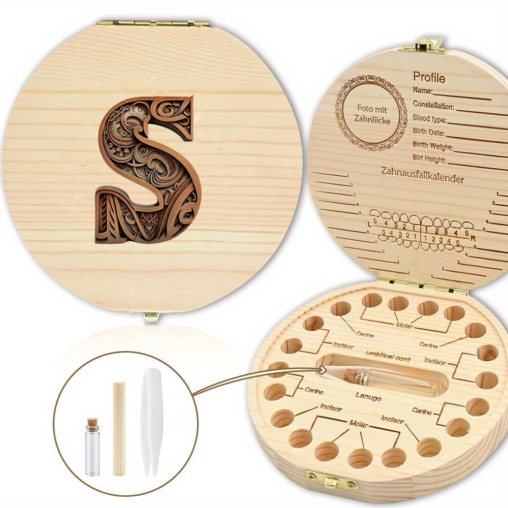 Shaxsiylashtirilgan harf o'yma bilan tishlar uchun yog'och esdalik qutisi - tishlar, umbilical simi va lanugo kabi esdaliklarni saqlash uchun mukammal. Rojdestvo, Halloween yoki Thanksgiving uchun ajoyib sovg'a.