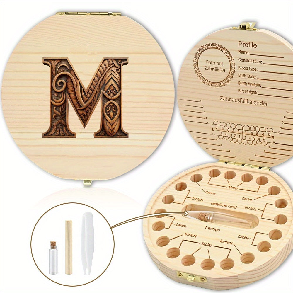 Shaxsiylashtirilgan harf o'yma bilan tishlar uchun yog'och esdalik qutisi - tishlar, umbilical simi va lanugo kabi esdaliklarni saqlash uchun mukammal. Rojdestvo, Halloween yoki Thanksgiving uchun ajoyib sovg'a.