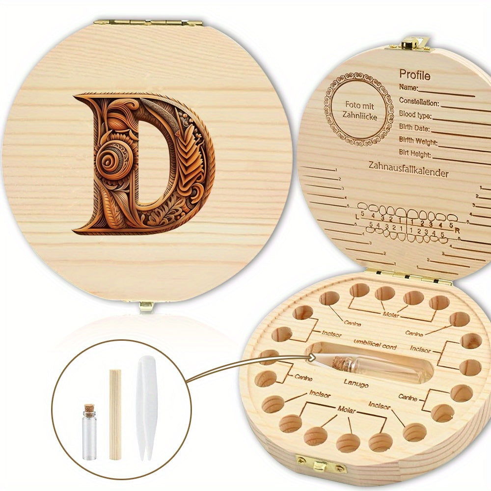 Shaxsiylashtirilgan harf o'yma bilan tishlar uchun yog'och esdalik qutisi - tishlar, umbilical simi va lanugo kabi esdaliklarni saqlash uchun mukammal. Rojdestvo, Halloween yoki Thanksgiving uchun ajoyib sovg'a.