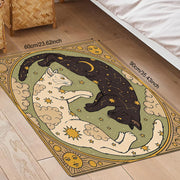 Non-Slip Cat Design Flannel Door Mat Stain Resistant Lightweight Rug for Kitchen Bedroom Home Office