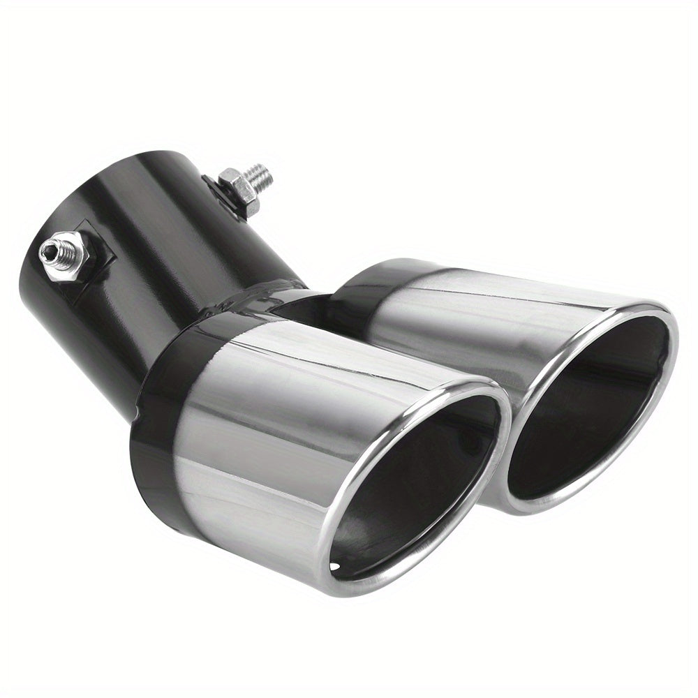 Universal Stainless Steel Double Outlet Exhaust Pipe Chrome Car Tail Muffler