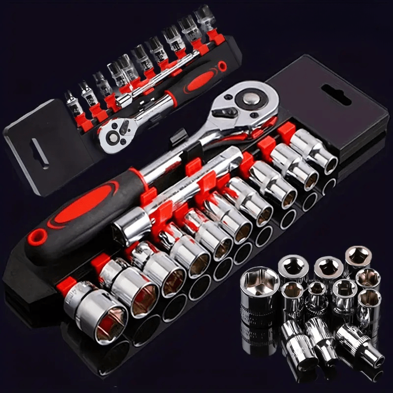 12 Piece Steel Ratchet Socket Wrench Set with 10 Sockets and Extension