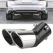 Universal Stainless Steel Double Outlet Exhaust Pipe Chrome Car Tail Muffler