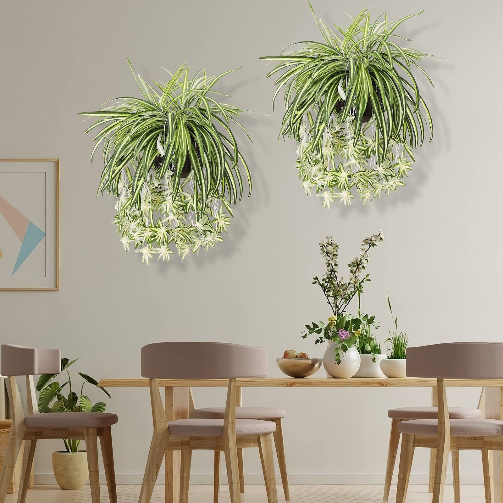 2 искусственных паучьих растений из реалистичной ткани для дома, офиса и свадебного декора. Горшок не включен.