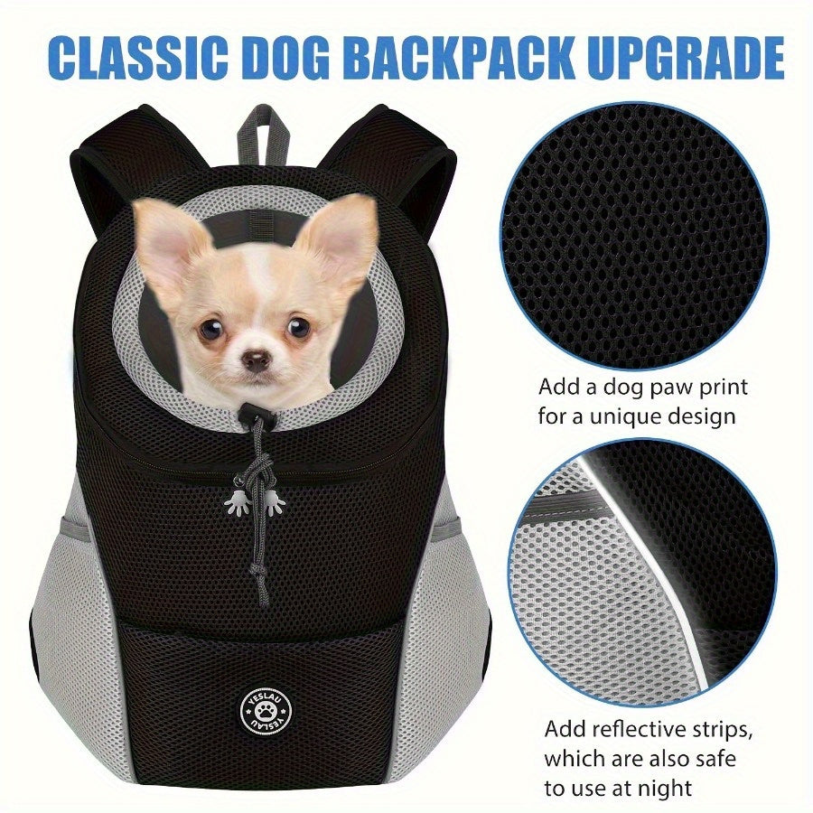 Cotton Dog Carrier Backpack with Drawstring Closure for Small Pets