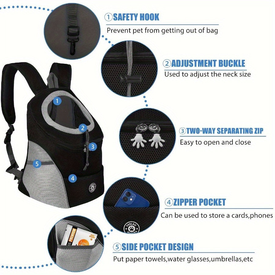 Cotton Dog Carrier Backpack with Drawstring Closure for Small Pets