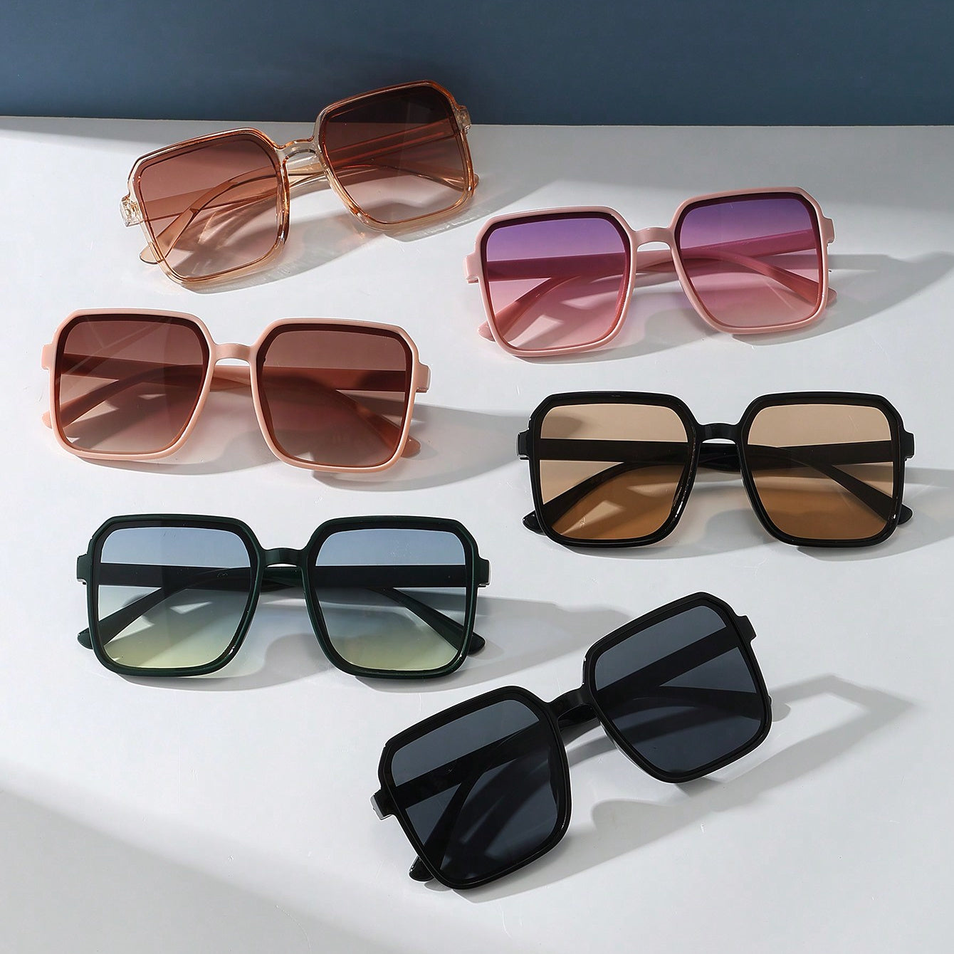 Six Pieces Square Plastic Decorative Glasses for Women's Fashion