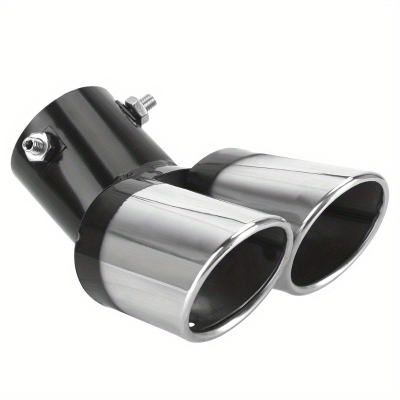Universal Stainless Steel Double Outlet Exhaust Pipe Chrome Car Tail Muffler