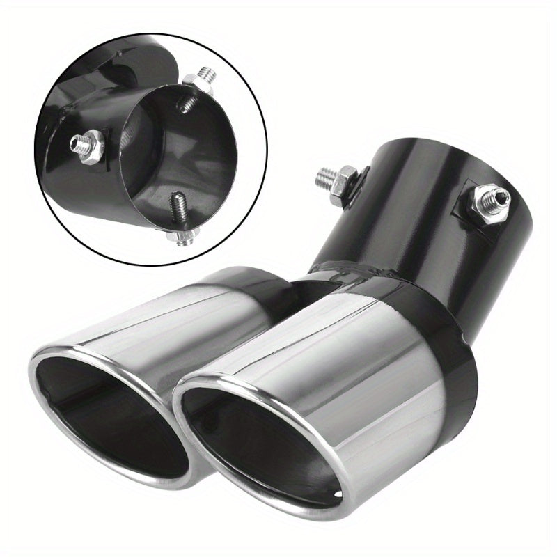 Universal Stainless Steel Double Outlet Exhaust Pipe Chrome Car Tail Muffler