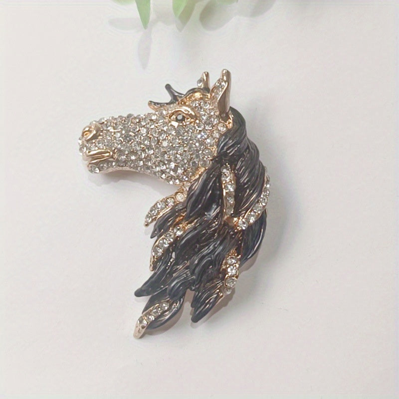 Vintage Rhinestone Horse Head Brooch Pin - Klassik Hayvon Zargarlik Aksessuari