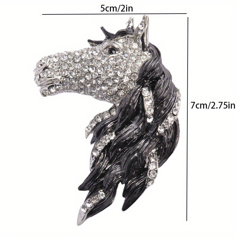Vintage Rhinestone Horse Head Brooch Pin - Klassik Hayvon Zargarlik Aksessuari