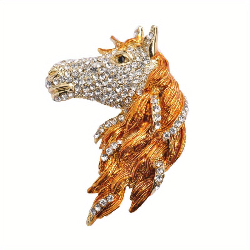 Vintage Rhinestone Horse Head Brooch Pin - Klassik Hayvon Zargarlik Aksessuari