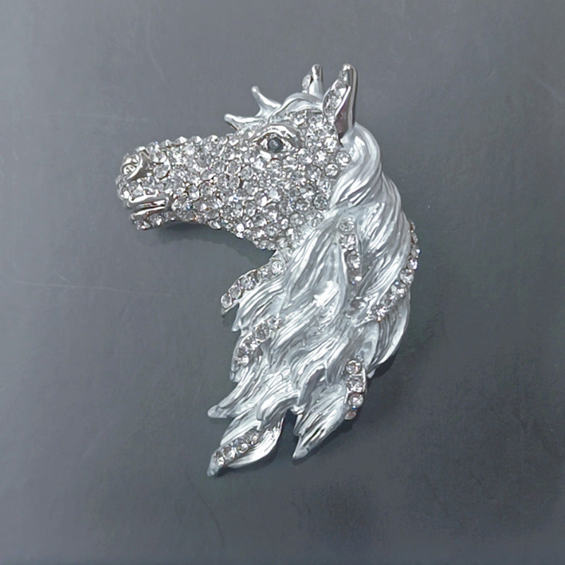 Vintage Rhinestone Horse Head Brooch Pin Animal Jewelry Accessory