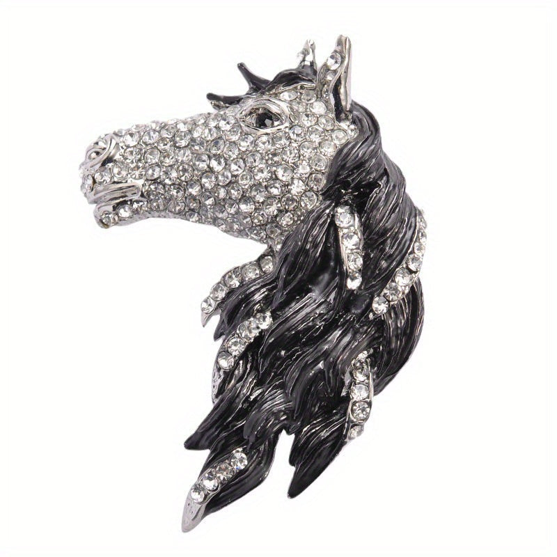 Vintage Rhinestone Horse Head Brooch Pin - Klassik Hayvon Zargarlik Aksessuari